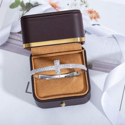 [Clover Jewelry]WIDE DIAMONDS HINGED BANGLE SILVER