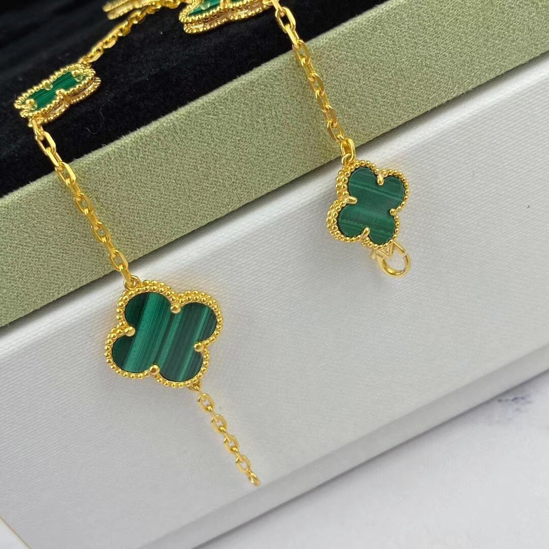 [⭐Clover Jewelry]MAGIC CLOVER MALACHITE GOLD BRACELET 5 MOTIFS
