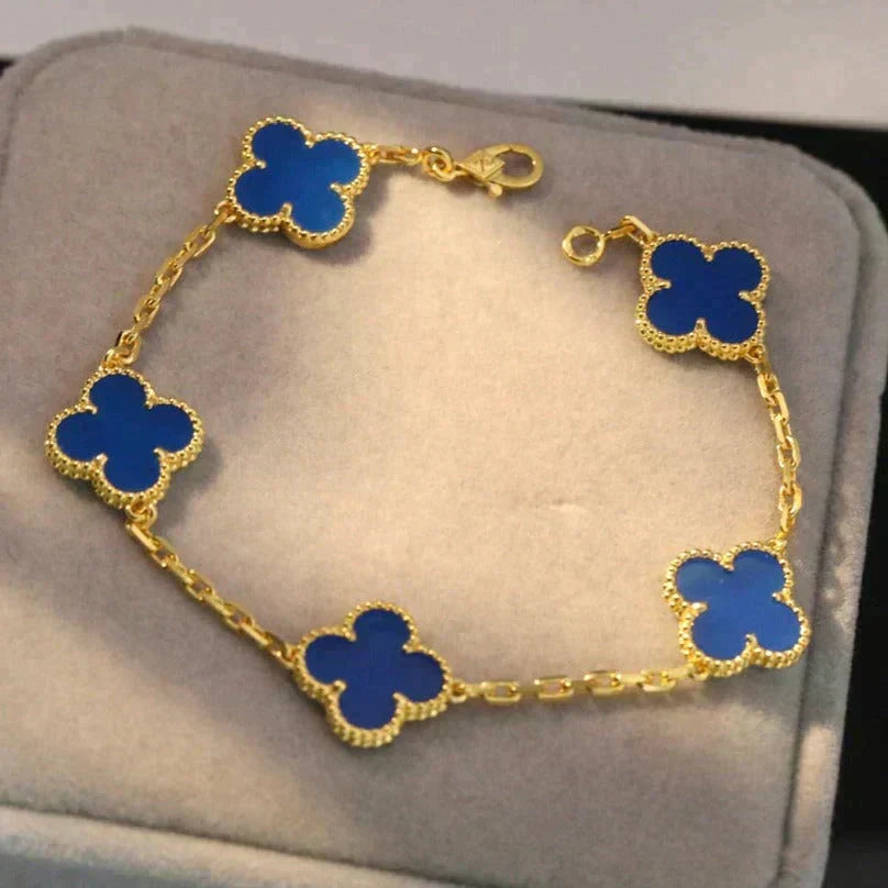 [⭐Clover Jewelry] CLOVER 5 MOTIF BLUE AGATE BRACELET COLLECTION