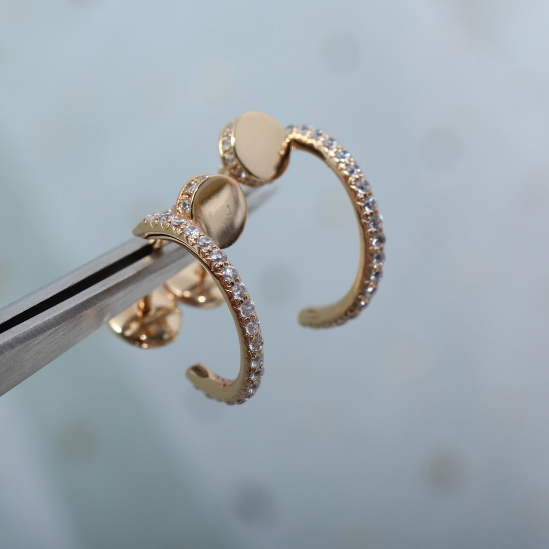 [⭐Clover Jewelry]JUSTE EARRINGS 12.75MM PINK GOLD DIAMOND