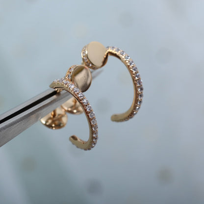 [⭐Clover Jewelry]JUSTE EARRINGS 12.75MM PINK GOLD DIAMOND