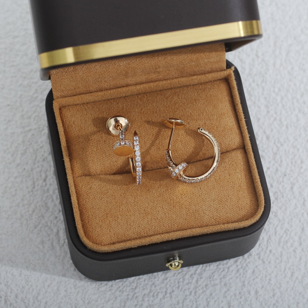 [⭐Clover Jewelry]JUSTE EARRINGS 12.75MM PINK GOLD DIAMOND