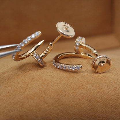 [⭐Clover Jewelry]JUSTE EARRINGS 12.75MM PINK GOLD DIAMOND