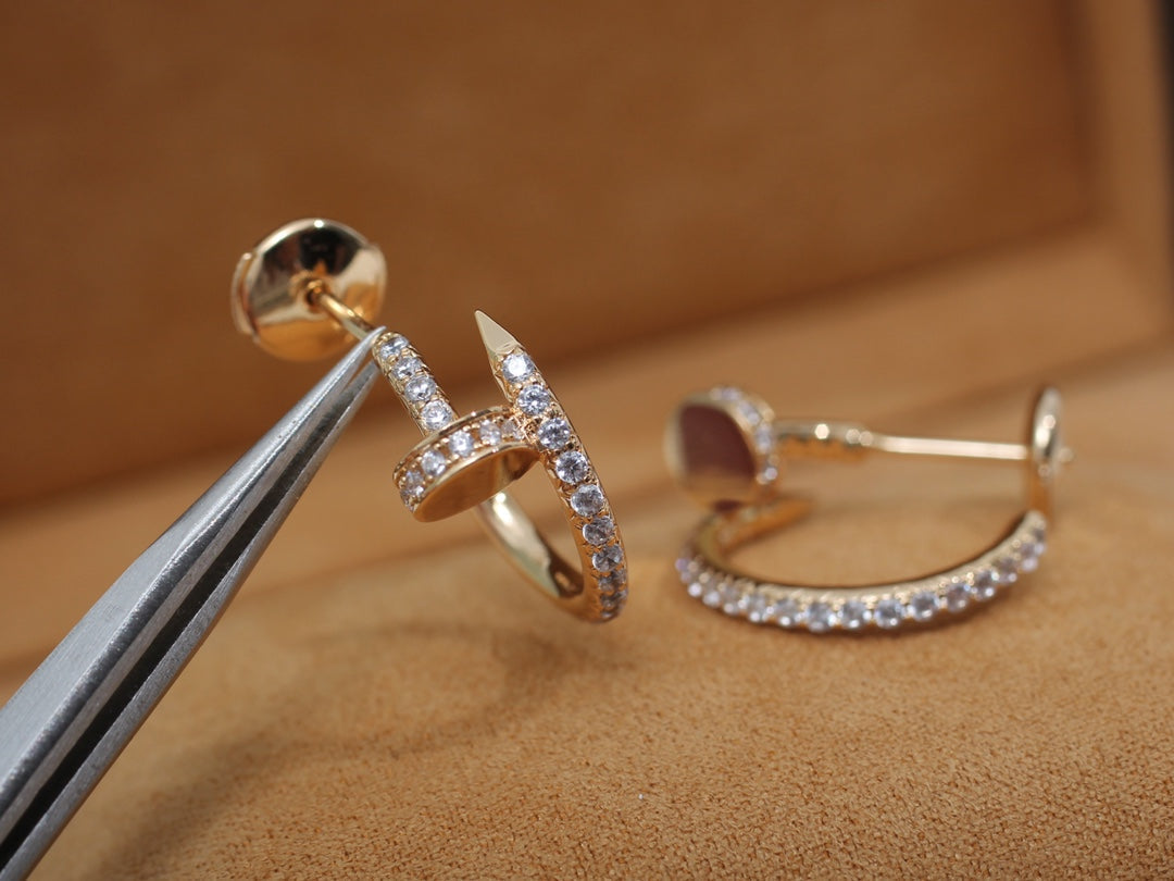 [⭐Clover Jewelry]JUSTE EARRINGS 12.75MM PINK GOLD DIAMOND