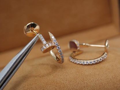 [⭐Clover Jewelry]JUSTE EARRINGS 12.75MM PINK GOLD DIAMOND