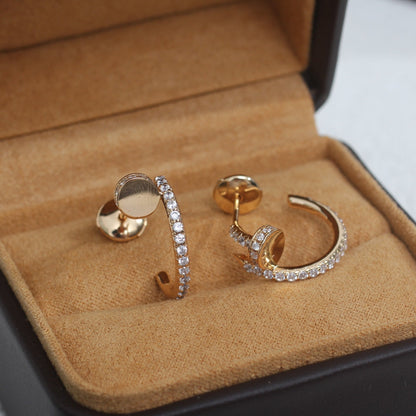 [⭐Clover Jewelry]JUSTE EARRINGS 12.75MM PINK GOLD DIAMOND