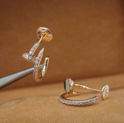 [⭐Clover Jewelry]JUSTE EARRINGS 12.75MM PINK GOLD DIAMOND
