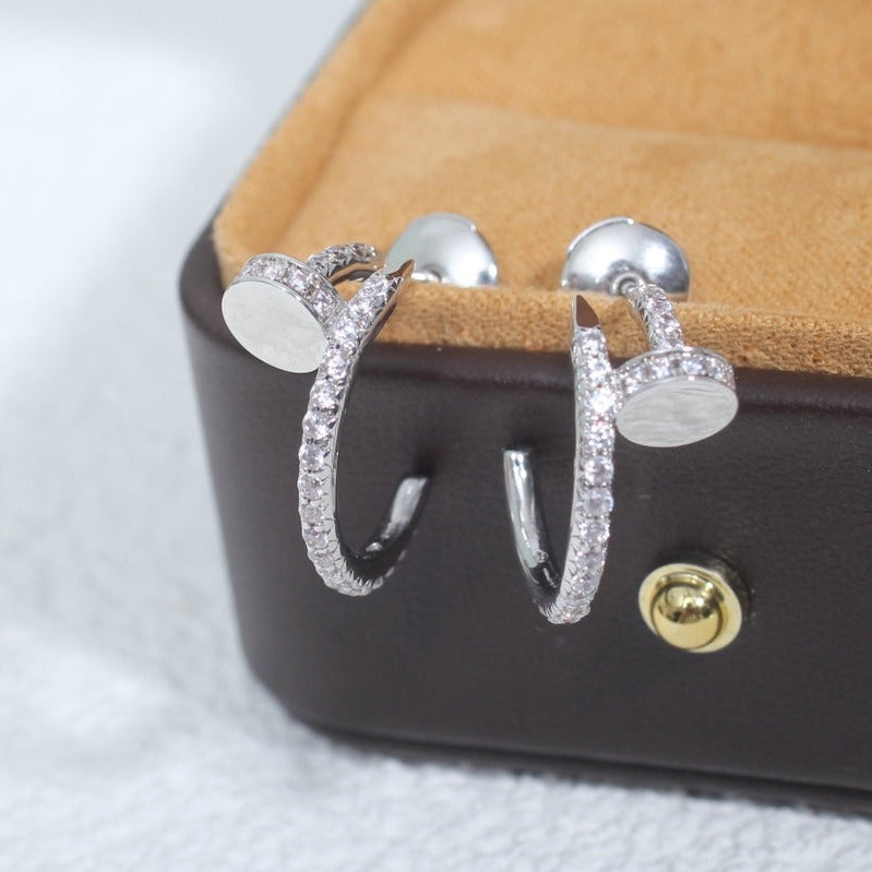 [⭐Clover Jewelry]JUSTE EARRINGS 12.75MM SILVER DIAMOND