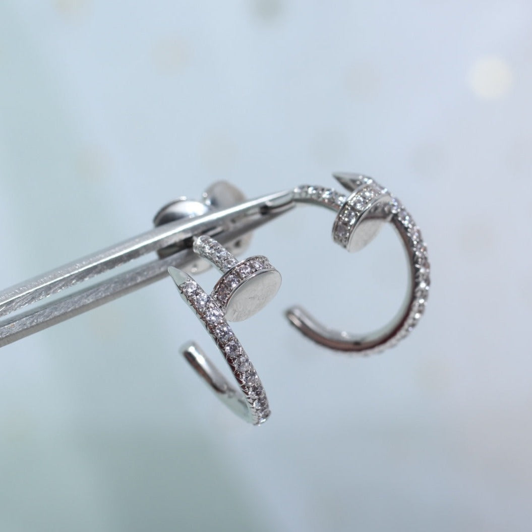 [⭐Clover Jewelry]JUSTE EARRINGS 12.75MM SILVER DIAMOND