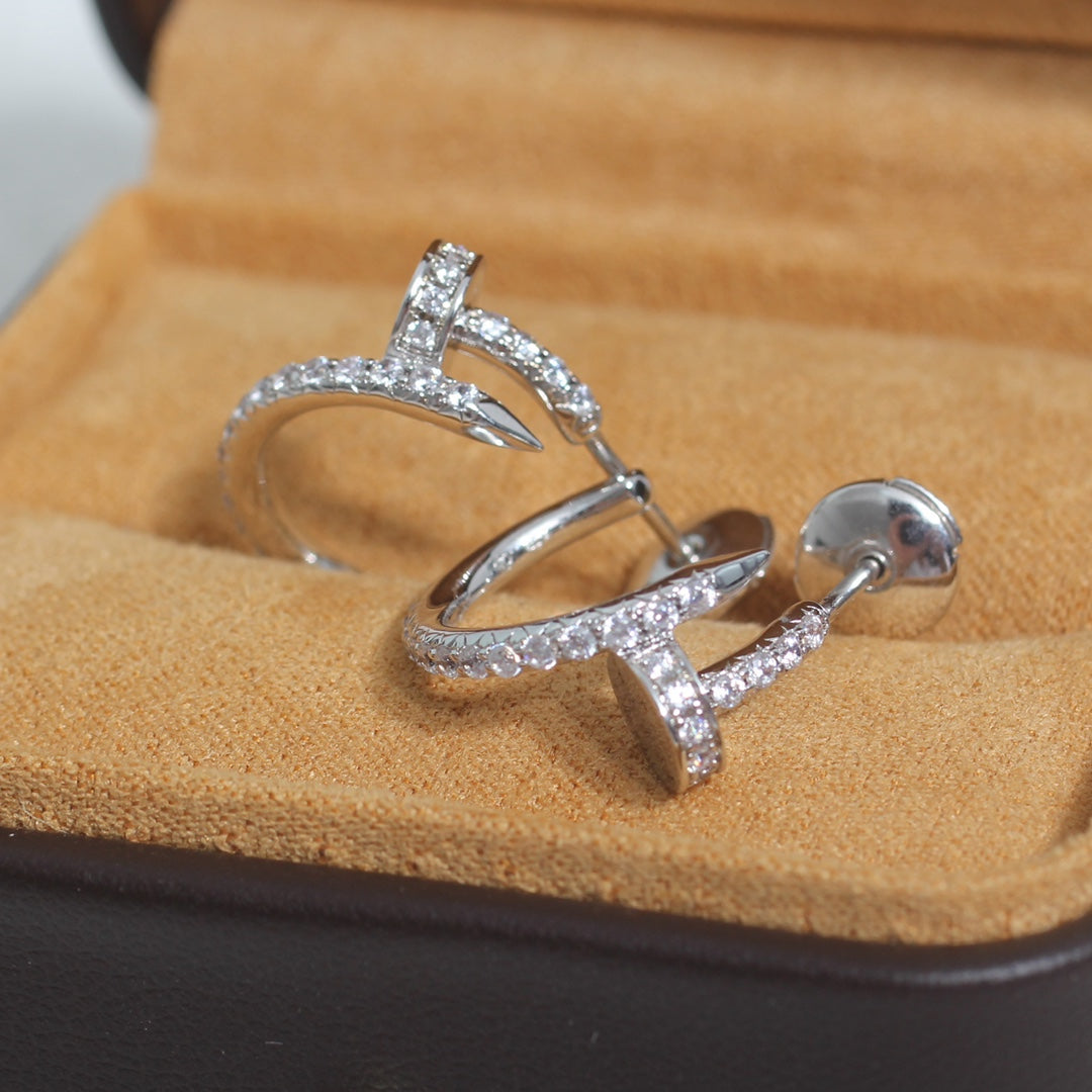 [⭐Clover Jewelry]JUSTE EARRINGS 12.75MM SILVER DIAMOND