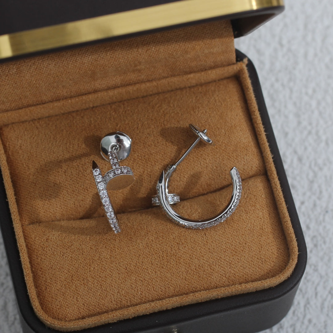 [⭐Clover Jewelry]JUSTE EARRINGS 12.75MM SILVER DIAMOND