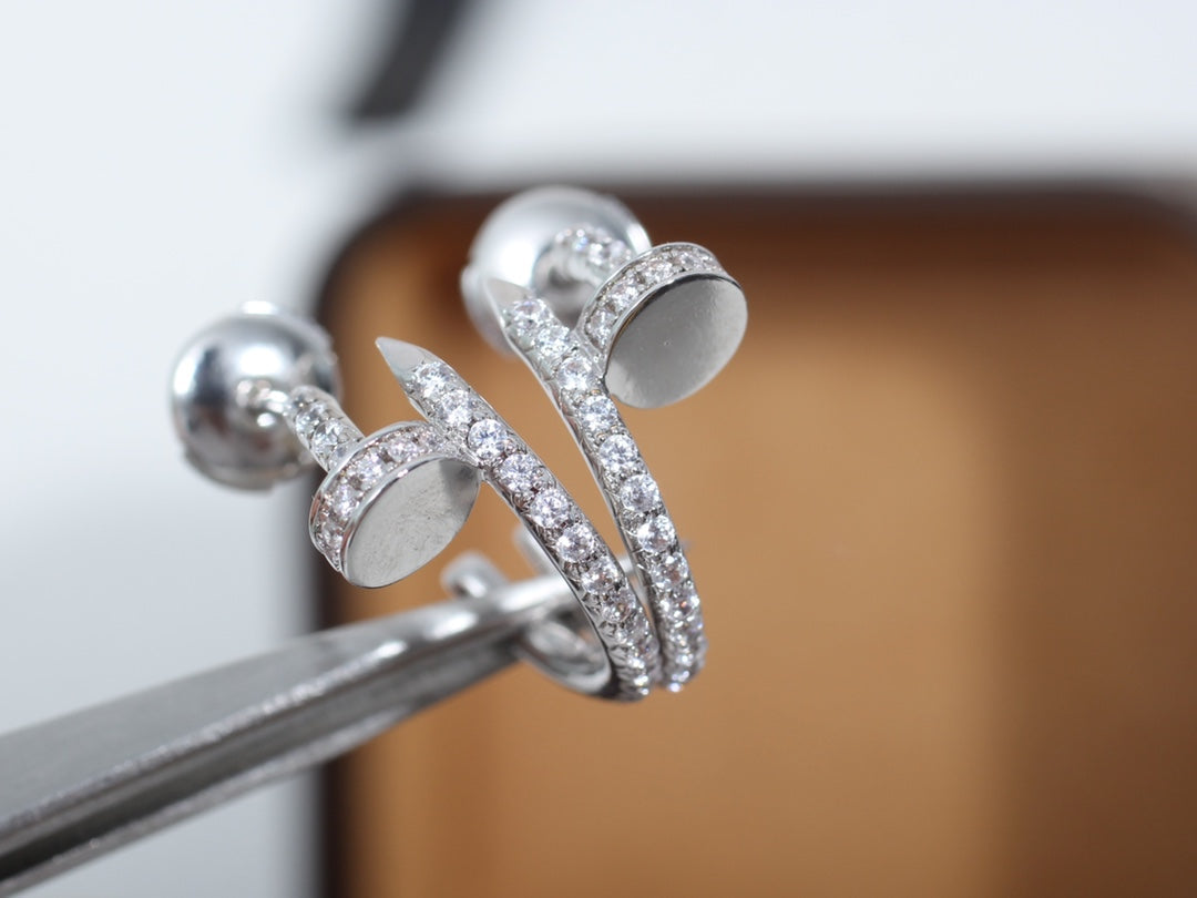 [⭐Clover Jewelry]JUSTE EARRINGS 12.75MM SILVER DIAMOND