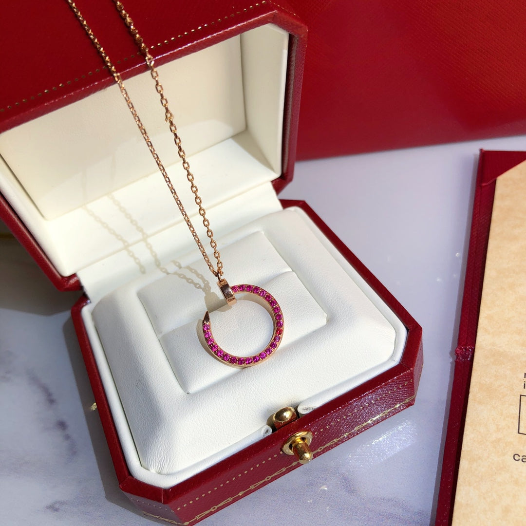 [⭐Clover Jewelry]JUSTE NECKLACE GOLD RED DIAMONDS