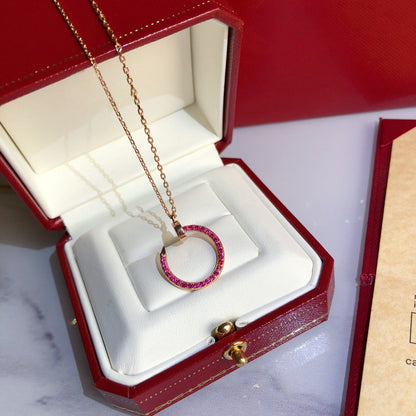 [⭐Clover Jewelry]JUSTE NECKLACE GOLD RED DIAMONDS