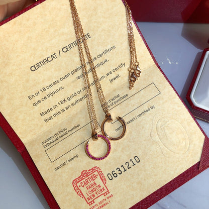 [⭐Clover Jewelry]JUSTE NECKLACE GOLD RED DIAMONDS