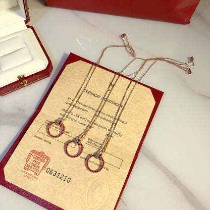 [⭐Clover Jewelry]JUSTE NECKLACE GOLD RED DIAMONDS