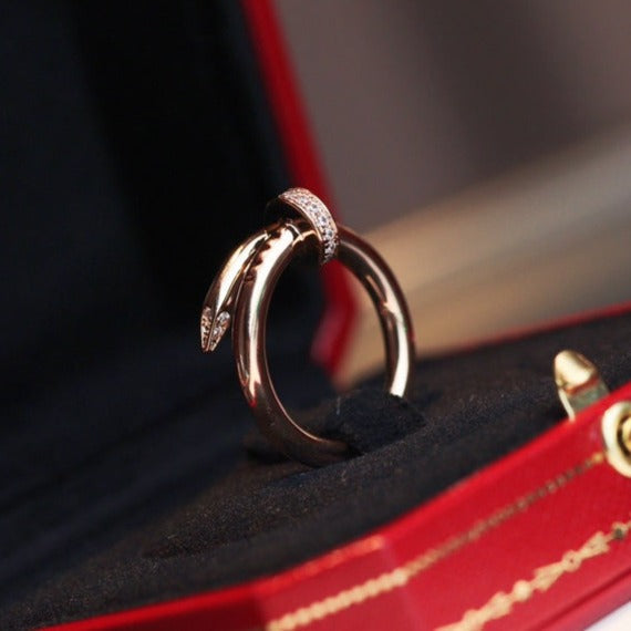 [⭐Clover Jewelry]JUSTE RING 2.65MM PINK GOLD DIAMOND