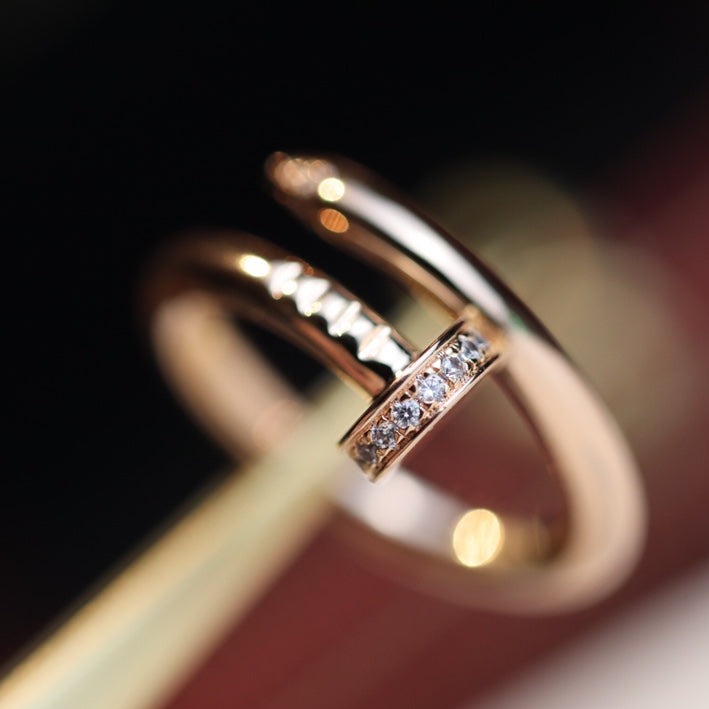 [⭐Clover Jewelry]JUSTE RING 2.65MM PINK GOLD DIAMOND