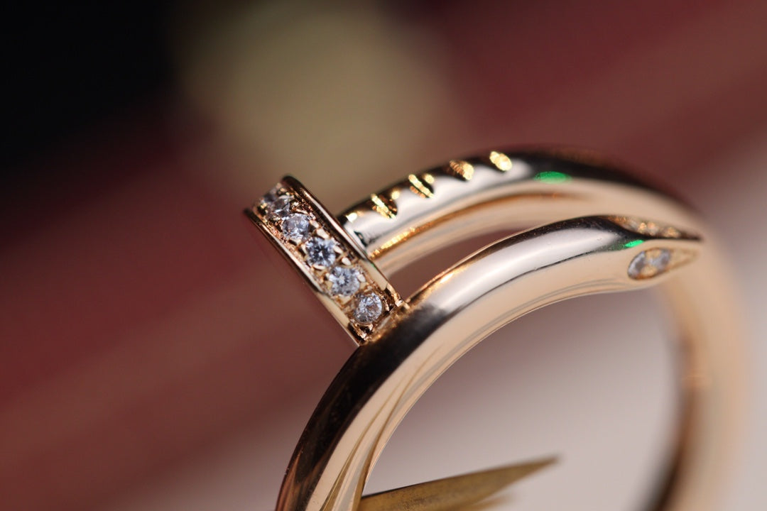 [⭐Clover Jewelry]JUSTE RING 2.65MM PINK GOLD DIAMOND