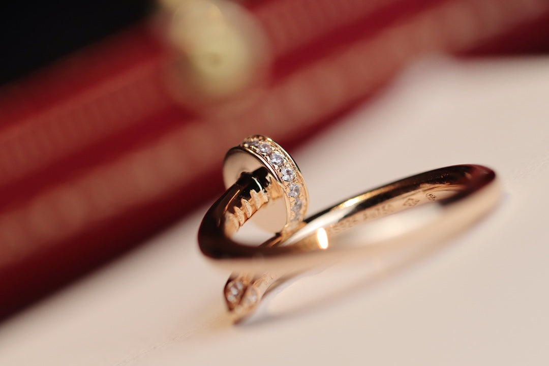 [⭐Clover Jewelry]JUSTE RING 2.65MM PINK GOLD DIAMOND