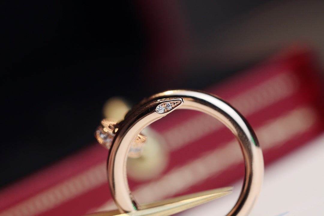 [⭐Clover Jewelry]JUSTE RING 2.65MM PINK GOLD DIAMOND