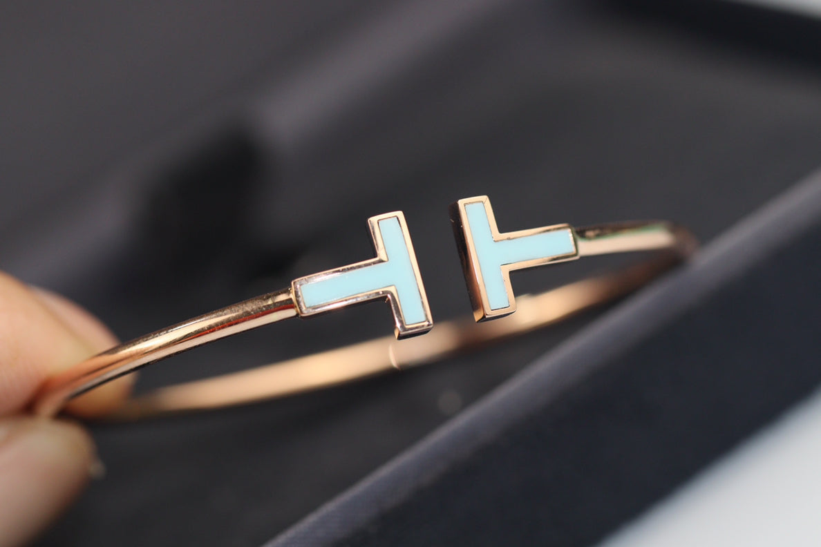 [Clover Jewelry]T BRACELET 1.8MM TURQUOISE PINK GOLD