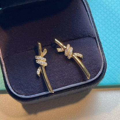 [Clover Jewelry]KNOT EARRINGS GOLD DIAMOND