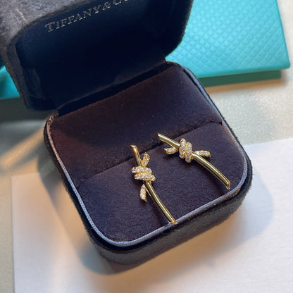 [Clover Jewelry]KNOT EARRINGS GOLD DIAMOND