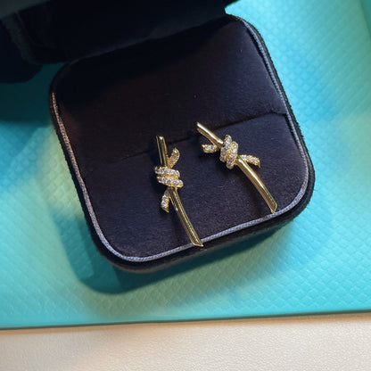 [Clover Jewelry]KNOT EARRINGS GOLD DIAMOND