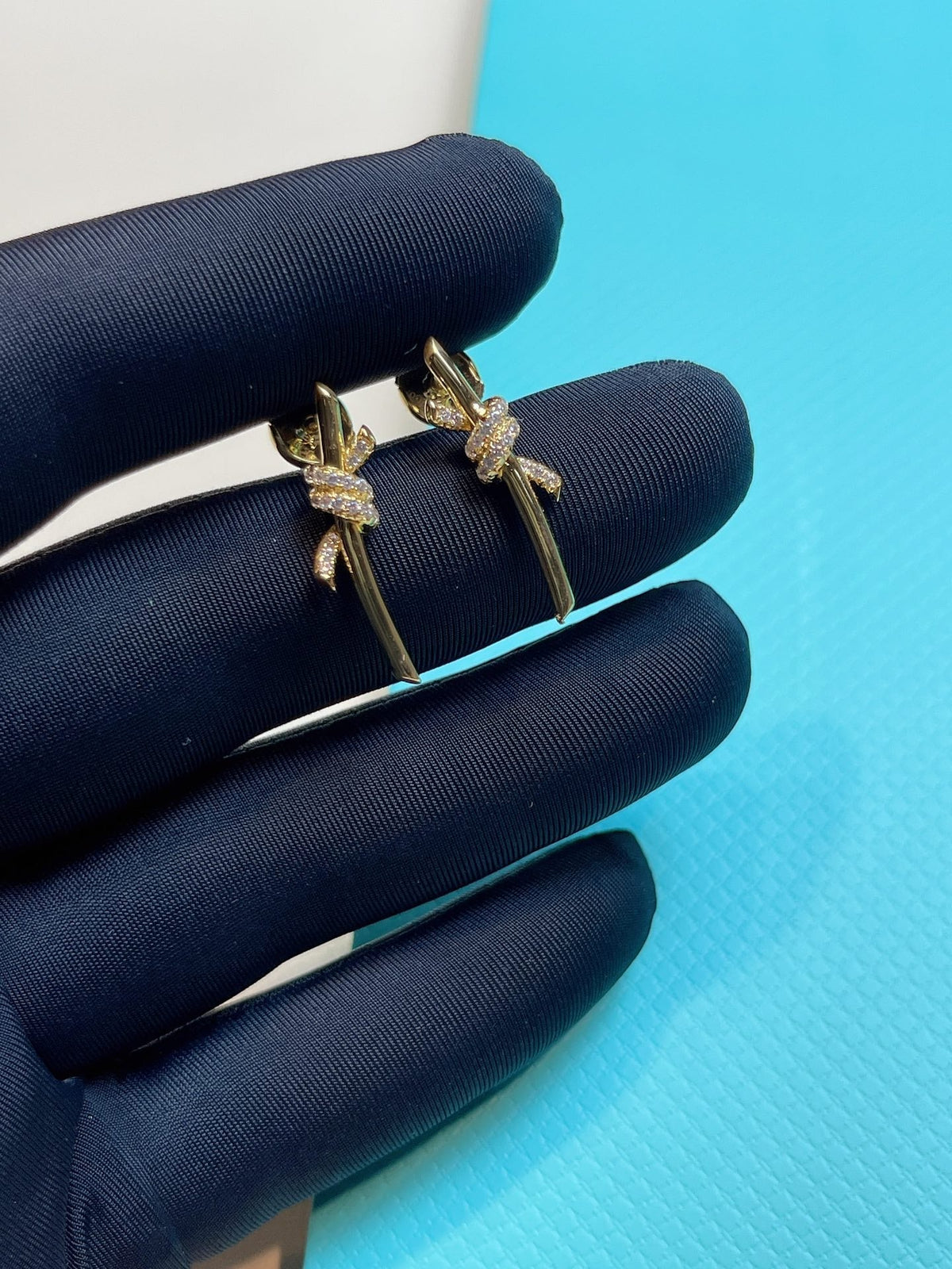 [Clover Jewelry]KNOT EARRINGS GOLD DIAMOND