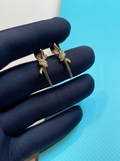 [Clover Jewelry]KNOT EARRINGS GOLD DIAMOND