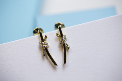 [Clover Jewelry]KNOT EARRINGS GOLD DIAMOND