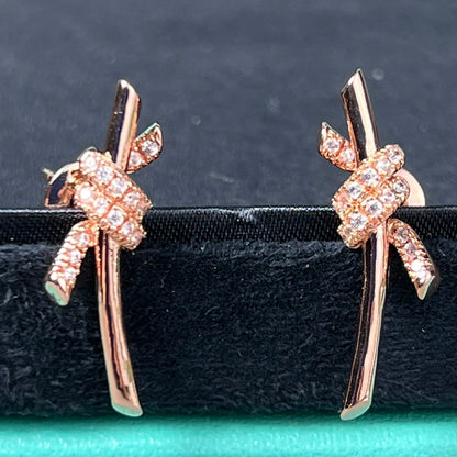 [Clover Jewelry]KNOT EARRINGS PINK GOLD DIAMOND