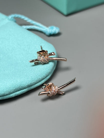 [Clover Jewelry]KNOT EARRINGS PINK GOLD DIAMOND