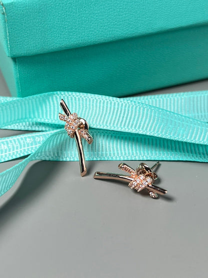 [Clover Jewelry]KNOT EARRINGS PINK GOLD DIAMOND