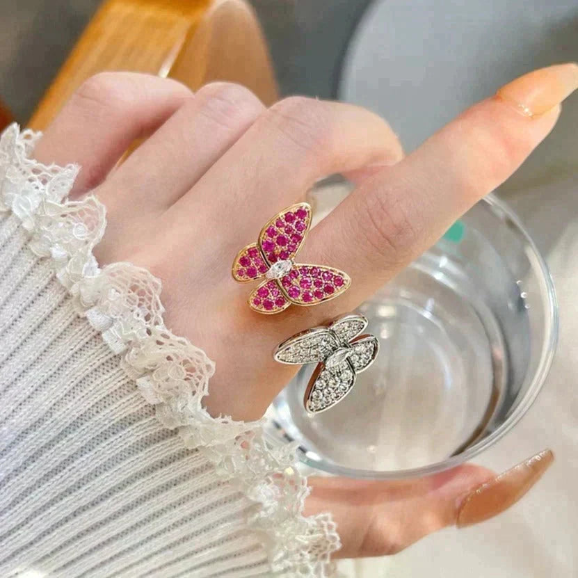 [⭐Clover Jewelry]TWIN BUTTERFLY DIAMOND RING