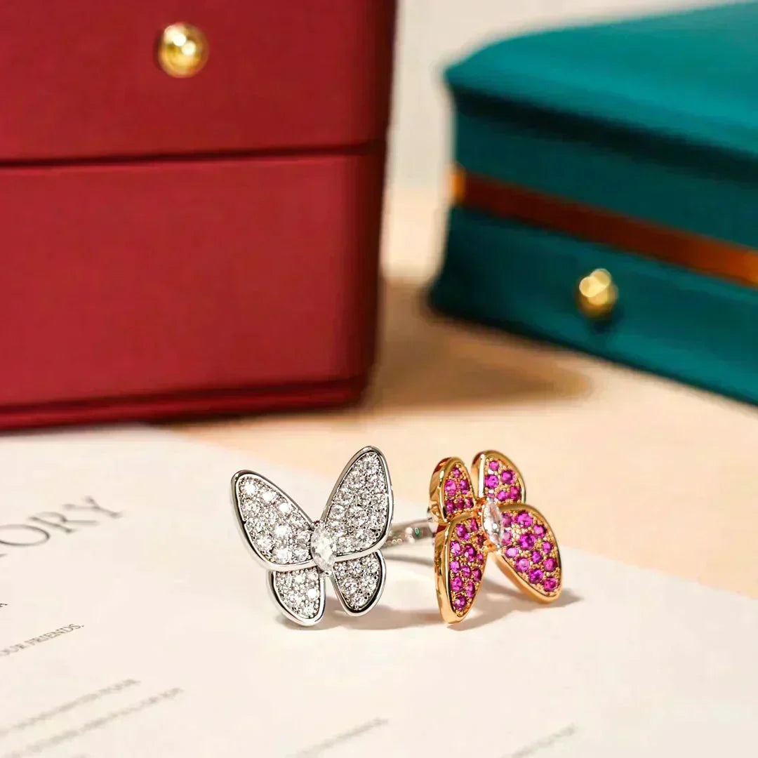 [⭐Clover Jewelry]TWIN BUTTERFLY DIAMOND RING