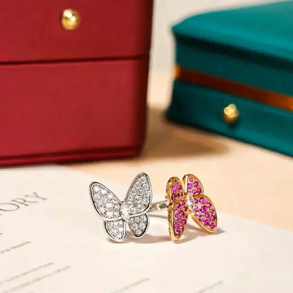 [⭐Clover Jewelry]TWIN BUTTERFLY DIAMOND RING