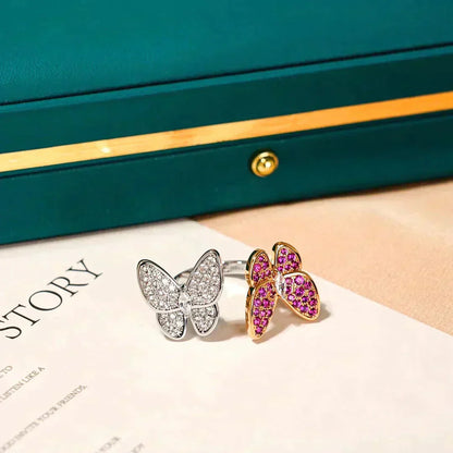 [⭐Clover Jewelry]TWIN BUTTERFLY DIAMOND RING