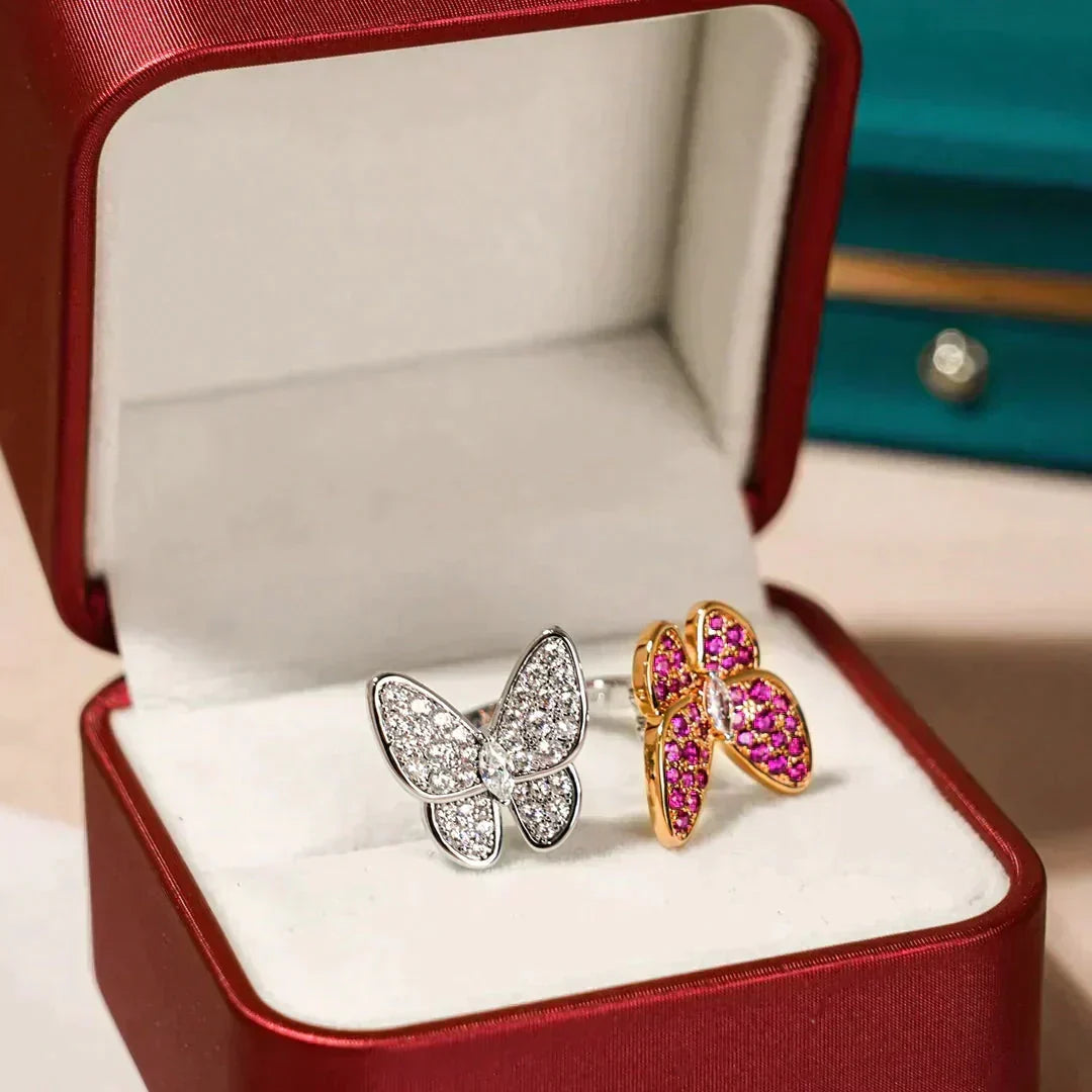 [⭐Clover Jewelry]TWIN BUTTERFLY DIAMOND RING