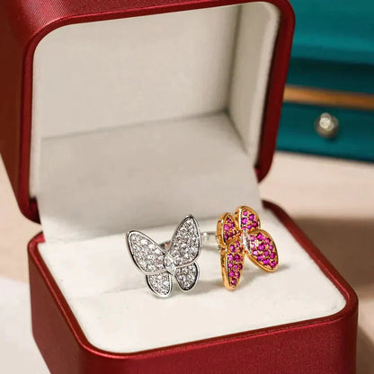 [⭐Clover Jewelry]TWIN BUTTERFLY DIAMOND RING