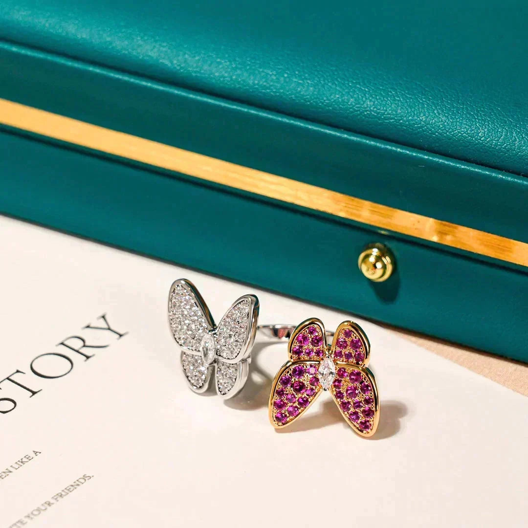 [⭐Clover Jewelry]TWIN BUTTERFLY DIAMOND RING