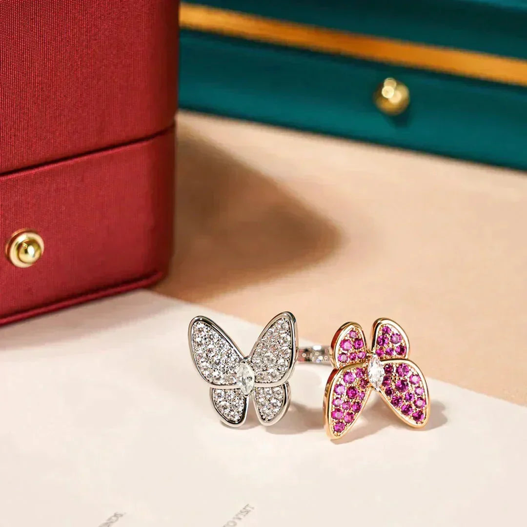[⭐Clover Jewelry]TWIN BUTTERFLY DIAMOND RING