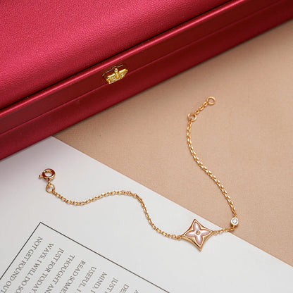 [⭐Clover Jewelry]STAR 1 DIAMOND PINK GOLD BRACELET