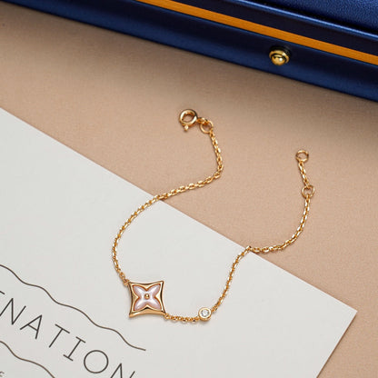 [⭐Clover Jewelry]STAR 1 DIAMOND PINK GOLD BRACELET