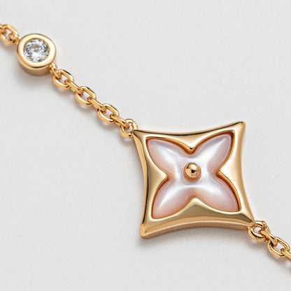 [⭐Clover Jewelry]STAR 1 DIAMOND PINK GOLD BRACELET