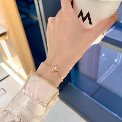 [⭐Clover Jewelry]STAR 1 DIAMOND PINK GOLD BRACELET