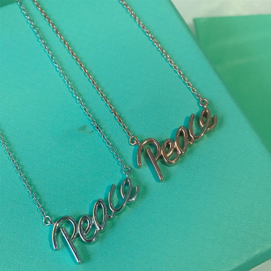 [Clover Jewelry]PEACE TEXT PEDANT NECKLACE