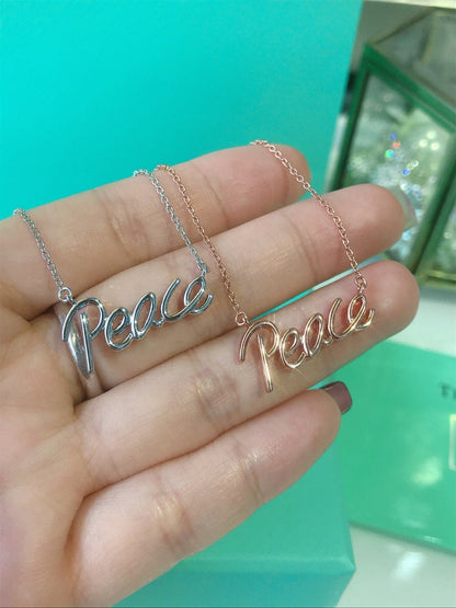 [Clover Jewelry]PEACE TEXT PEDANT NECKLACE