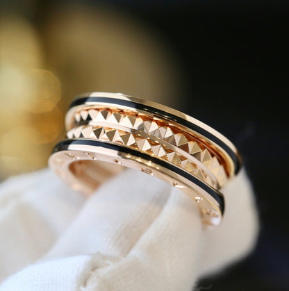 [⭐Clover Jewelry]ZERO 1 PINK GOLD BLACK CERAMIC RING